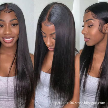 Vendor Hd Transparent Swiss Lace Front Wig Human Hair 360 Lace Frontal Wig Straight Glueless Brazilian 100% Virgin Full Lace Wig